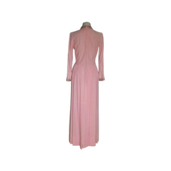 1960s Vintage Pink Velvet Gown with Embellished Details Small - Picture 7 of 12